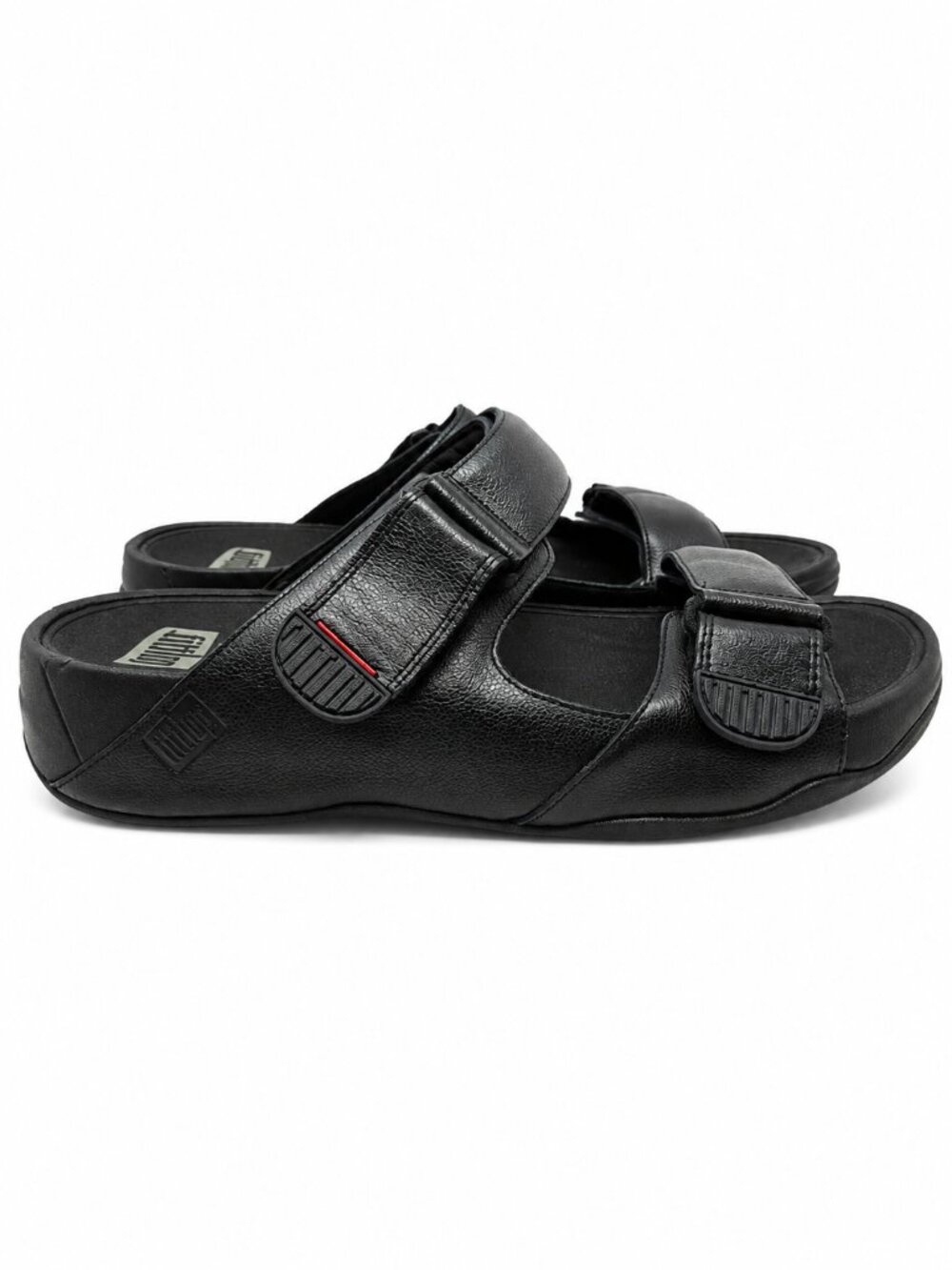 FitFlop Gogh Moc Slide Leather Sandals Shoes Black Mens Size 11 Comfort Slip On